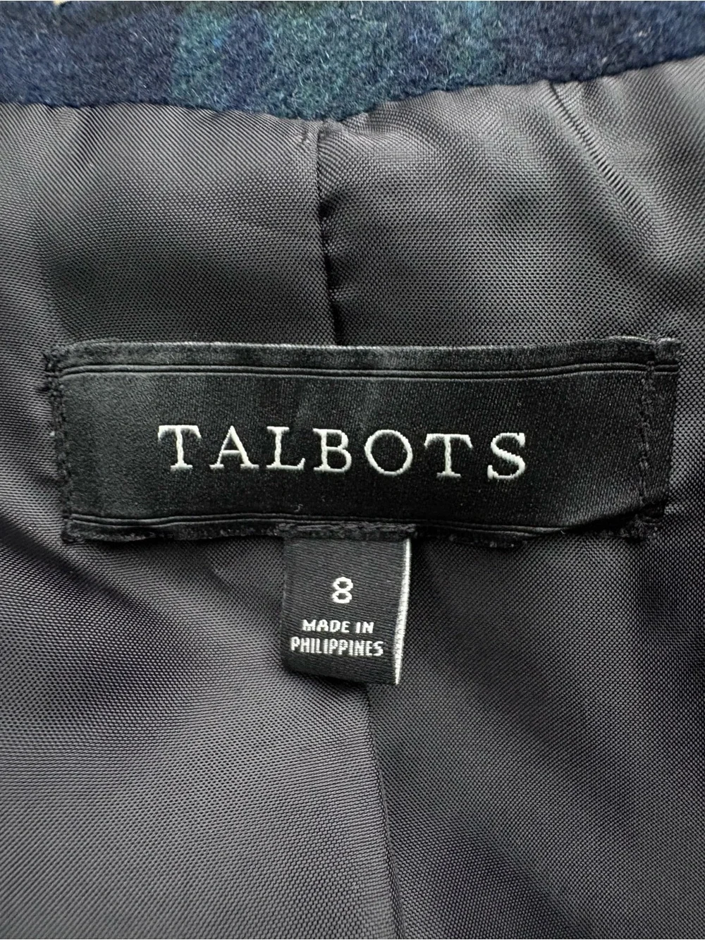 Talbots Blackwatch Plaid Wool Blend Blazer Preppy Classic Jacket Size 8
